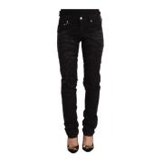 Elegant Svart Pyntet Slim Fit Jeans