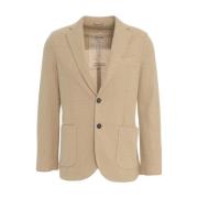 Klassisk Beige Blazer med Houndstooth Mønster