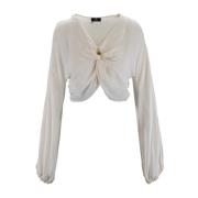 V-hals Bluse med Unik Detalj