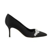 Satin Pumps med Rhinestone Spenne