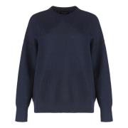 Ribbestrikket crewneck genser i ull-bomullsblanding