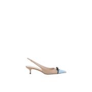 Slingback Pumps med VLogo Detalj og Bue