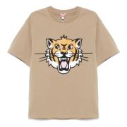 Happy Tiger Print Bomull T-skjorte