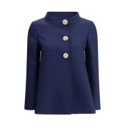 Jeweled Button Caban Jacket High Collar