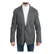 Slim Fit Bomull Blazer med Logo Detaljer