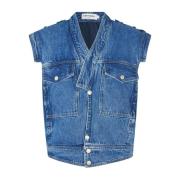 Denimvest med asymmetrisk design