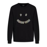 Sweatshirt med fargerikt brodert logo