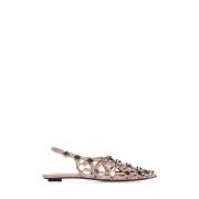 Beige Ballerina Flats med Mirror Studs