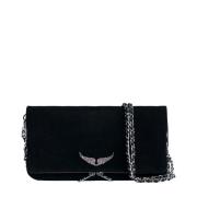 Svart Semsket Rock Party Clutch