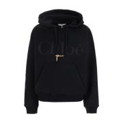 Svart Logo Hoodie med Metallanheng