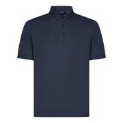 Blå Polo T-skjorte med Ribbed Detaljer