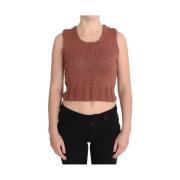 Rød Strikket Crop Top Genser