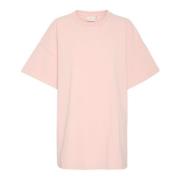 Brodert Oversize Tee Lys Rosa