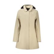 Beige Hette Trenchcoat Regnfrakk