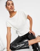 NA-KD pleat waist detail t-shirt in off white