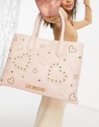 Love Moschino embossed tote bag in pink