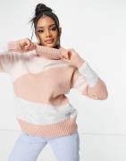 NA-KD puff sleeve jumper in light pink-Brown