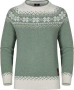 Women’s Snøkrystall Round Neck Ullgenser Green/White/Beige