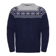 Gridarmor Men's Snøkrystall Round Neck Ullgenser Dark Navy/Light Grey/...