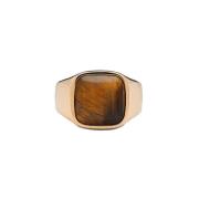 IX Studios Cushion Signet Tiger Eye Ring 22 kt. Gullforgylt sølv DMN02...