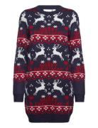 Vianna Reindeer Christmas Knit Dress/Ka Kort Kjole Blue Vila