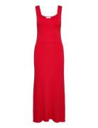 Long Midi Fine Knit Dress Maxikjole Festkjole Red IVY OAK