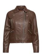 Kaley Leather Biker Skinnjakke Skinnjakke Brown Jofama