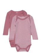 Nbnbody 2P Ls Y/D Core Noos Bodies Long-sleeved Pink Name It