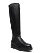 Biaothilia Knee High Elastic Boot Leather Høye Støvletter Black Bianco