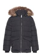 Jacket W. Fake Fur - Long Fôret Jakke Black Color Kids