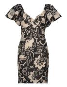 Deon Candra Jacquard Dress Kort Kjole Black French Connection