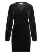 Vikatja L/S Short Velvet Wrap Dress/Ka Kort Kjole Black Vila