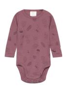 Body Merino Aop Bodies Long-sleeved Pink Lindex