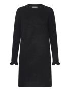 Slfsia Ras Frill Ls Knit Dress Kort Kjole Black Selected Femme