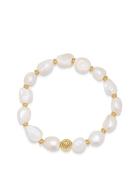 Wristband With Baroque Pearl And Gold Armbånd Smykker White Nialaya