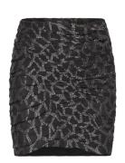 Ruched Lurex Skirt Kort Skjørt Black Mango