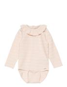 Body Ls Jacquard Bodies Long-sleeved Pink Minymo