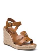 Espadrille High Wedge Leather Sandal Med Hæl Espadrilles Brown Tommy H...