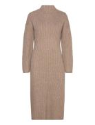 Knitted Turtleneck Dress Knelang Kjole Brown Gina Tricot