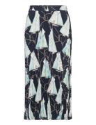 Saling Print Pleated Skirt Langt Skjørt Blue GANT