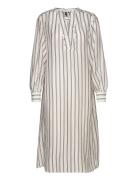 Relaxed V-Neck Stripe Caftan Knelang Kjole Cream GANT