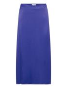 Skirt Midi Satin Knelangt Skjørt Blue Tom Tailor