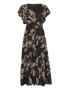 Floral Cotton Voile Tiered Maxidress Maxikjole Festkjole Black Lauren ...