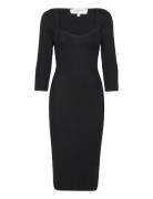 Merino Wool Dress Knelang Kjole Black Rosemunde