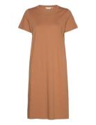 Rebekka Short Dress Gots Knelang Kjole Brown Basic Apparel