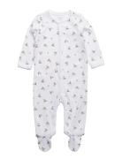 Polo Bear Cotton Coverall Langermet Bodysuit White Ralph Lauren Baby