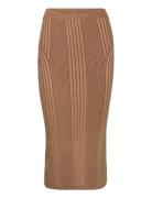 Mari Pencil Midi Skirt Knelangt Skjørt Brown French Connection