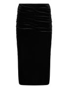 Vivelida Hw Midi Velvet Skirt/Su Knelangt Skjørt Black Vila