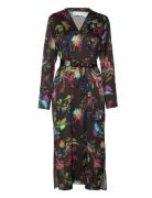 Dress In Glow Print Knelang Kjole Black Coster Copenhagen