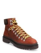 Slhlandon Leather Hiking Boot Støvletter Med Snøring Brown Selected Ho...